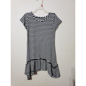 Faded Glory girl's black and white striped tunic, asymmetric dress, size XS